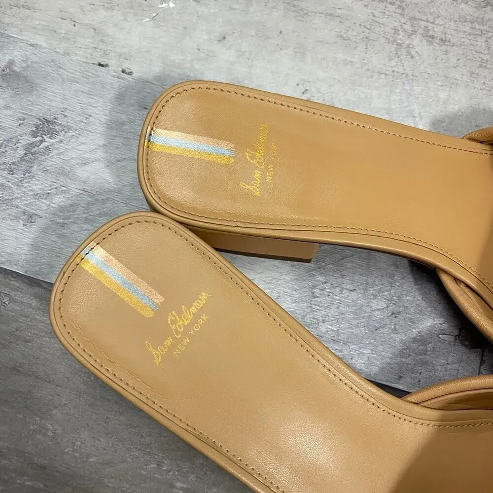 Sam Edelman Dawson Square Toe Quilted Leather Slide Sandals Size 10 Beige - Picture 6 of 15